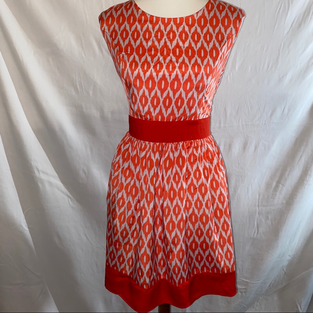 Red Ikat Fit&Flare Dress by Poema